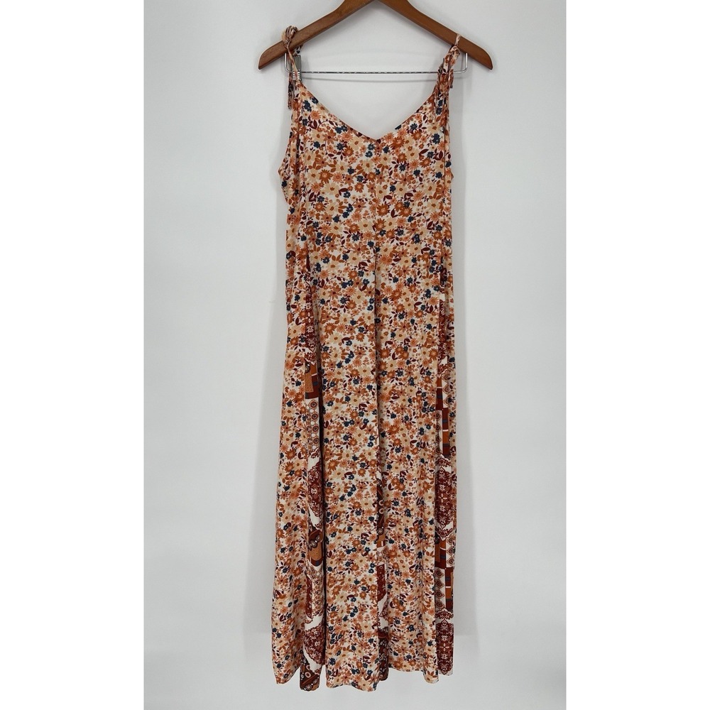 EARTHBOUND TRADING Co Orange Boho Floral Maxi Dress Size L